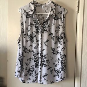 White top with black floral print